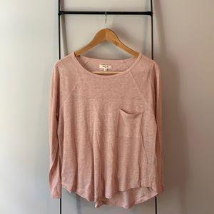 Madewell Pink Linen Long Sleeve Shirt